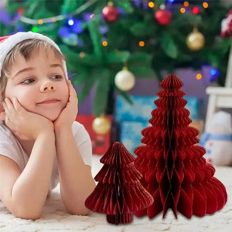 Фото ABJT-Миниатюрная 3D-елка из бумаги, декор для рождественских фотографий, украшение для дома на Новый год №5