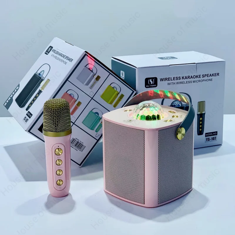 

YS-107 High-quality Outdoor Wireless Bluetooth Speaker Small Karaoke Box with Dual Microphones for Children's Home Theater Party