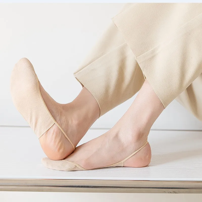 

Носки-невидимки женские силиконовые, Нескользящие туфли на высоком каблуке, тонкие полуподтяжки из вискозы, 3 пары, на лето