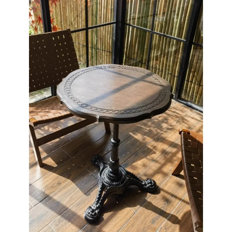 Однотонный классический кофейный столик в стиле ретро американский круглый