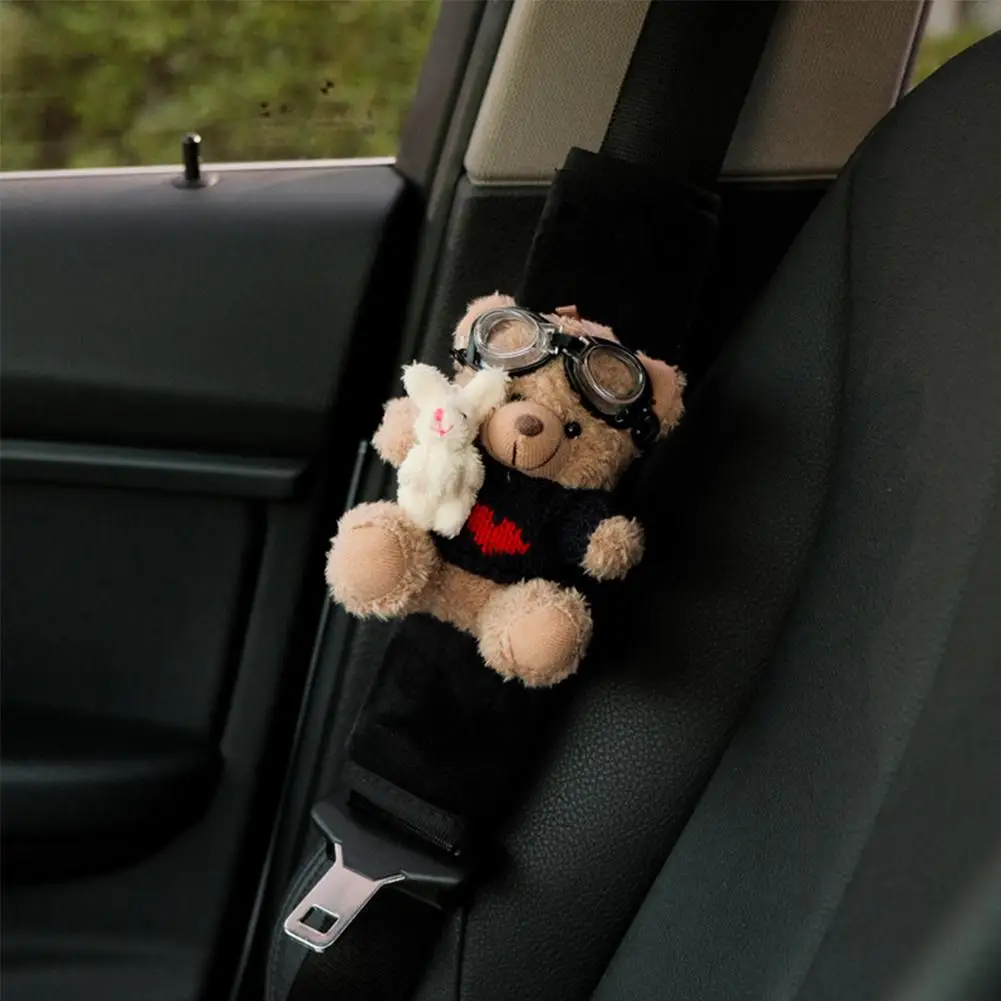 

Милый медведь, автомобильный ремень безопасности, наплечный чехол, автомобильный ремень безопасности, аксессуары для украшения интерьера с медведем, универсальная наплечная накладка