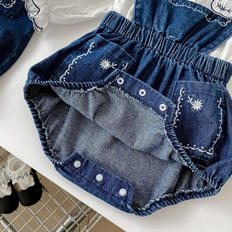 Джинсовый комбинезон с длинным рукавом на возраст 0-3 года