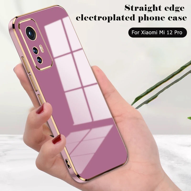 

Роскошный квадратный чехол для телефона с 6D покрытием для Xiaomi 12 Pro 12X, Силиконовый противоударный чехол для Xiaomi 12, защитный чехол для объекти...