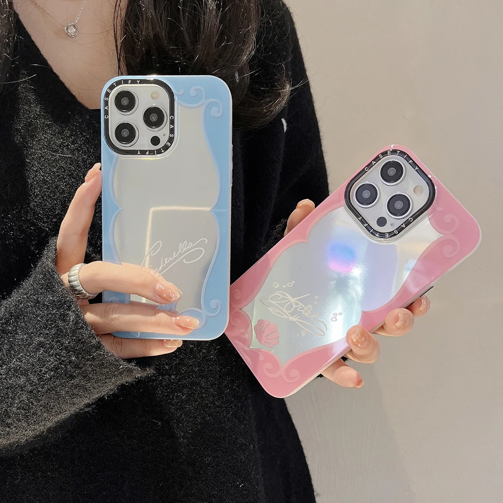 

Fashion Princess Mirror Phone Case For Iphone 12 13 14 Pro Max Plus SE 2020 Lovers Anti-fall Back Cover-Casetify