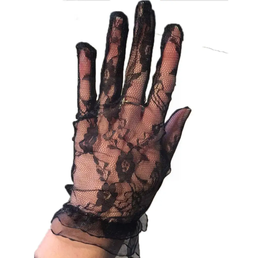 

Fashion Sexy Black Lace Gloves Wrist Length Women Bride Gloves Mittens For Party Accessories Driving Gloves R1d7