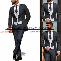 mens suit 3 piece wedding tuxedo slim fit blzer pants vest suits for men formal jacket full outfit costume homme