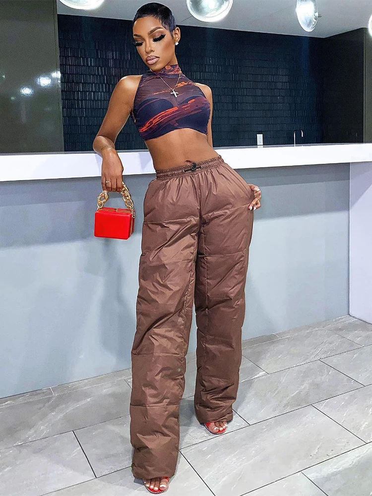 

KLALIEN Quilted Trousers Women Autumn Winter Fashion Casual Solid High Quality Warm Thicken Pants Female Streetwear New 2022