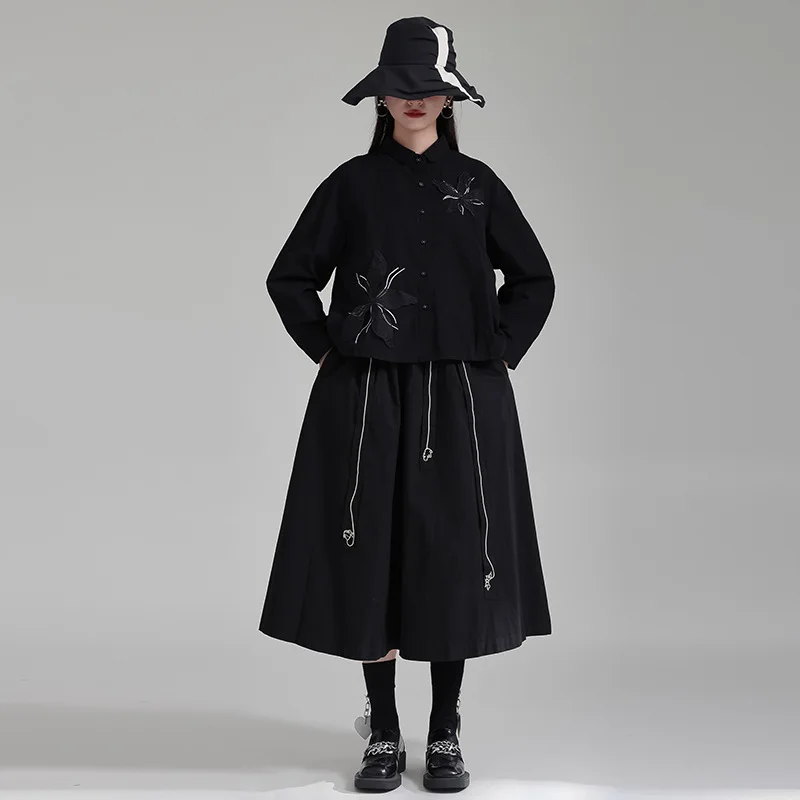 Женская юбка-трапеция с вышивкой Johnature повседневная трапециевидная юбка