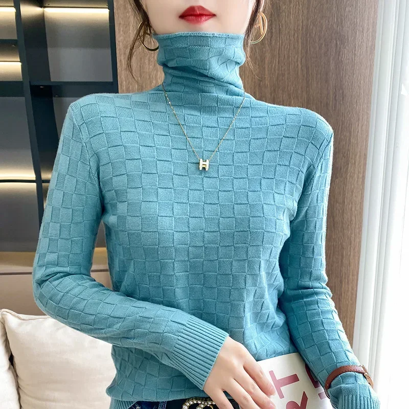 

Women's New Western Style Temperament Age Reducing Covering Yarn Pile Collar Long Sleeve Pullover Underlay Sweater