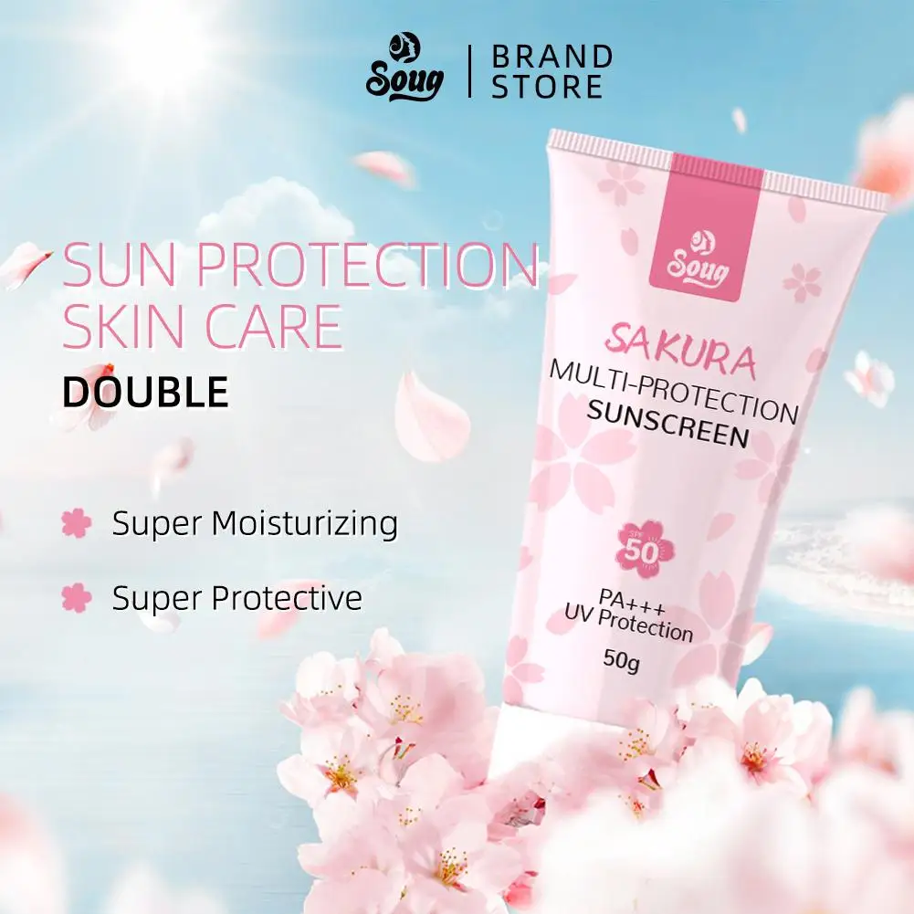 Фото Солнцезащитный крем Sakura SPF50, увлажняющий, с защитой от ультрафиолета, уход за кожей, изолирующий лосьон, увлажняющий крем для лица и тела, солнцезащитный крем для лица Z9P6 №3