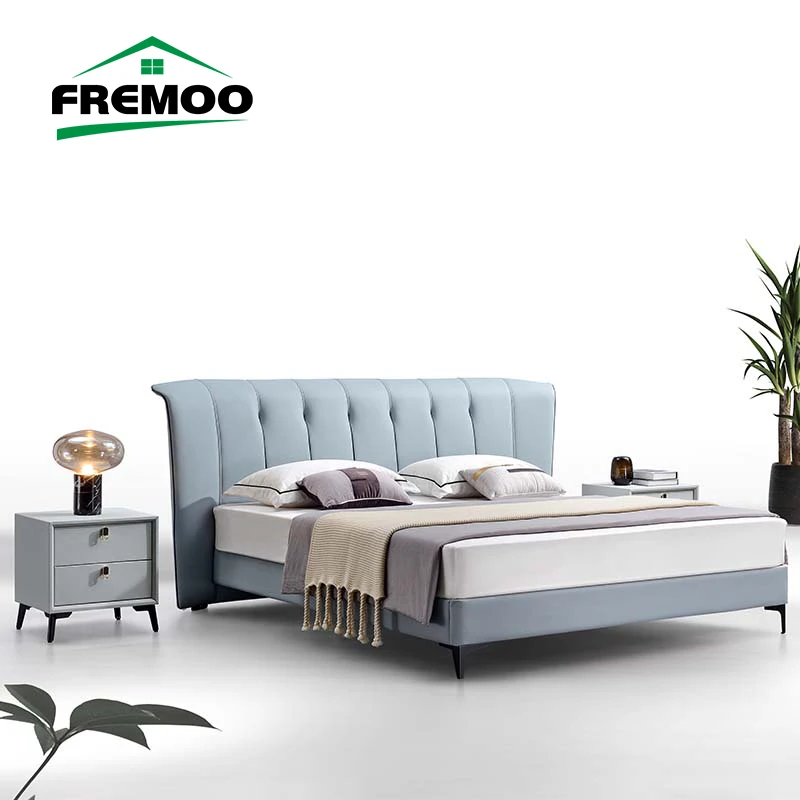 

Modern Simple Leather Double Soft Bed High Quality Bedroom Set Furniture Luxury Lit 2 Personnes Moderne Disign Camas