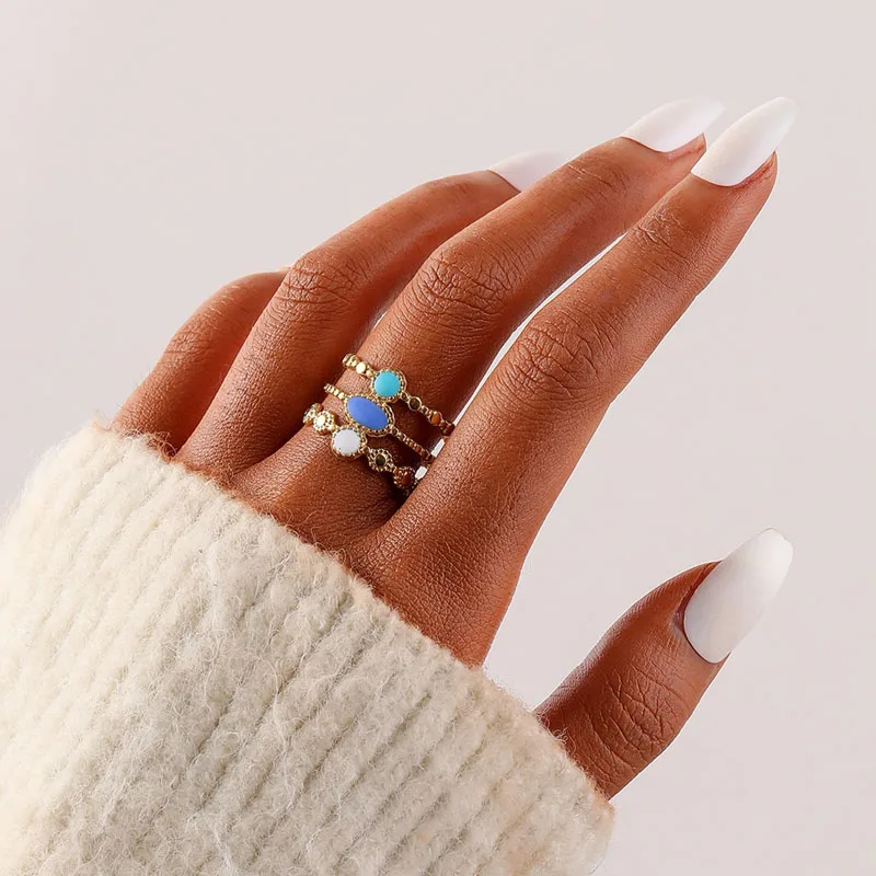 

European And American New Fashion Women's Stainless Steel Creative Design Adjustable Hollow Geometric Oil Drop Ring