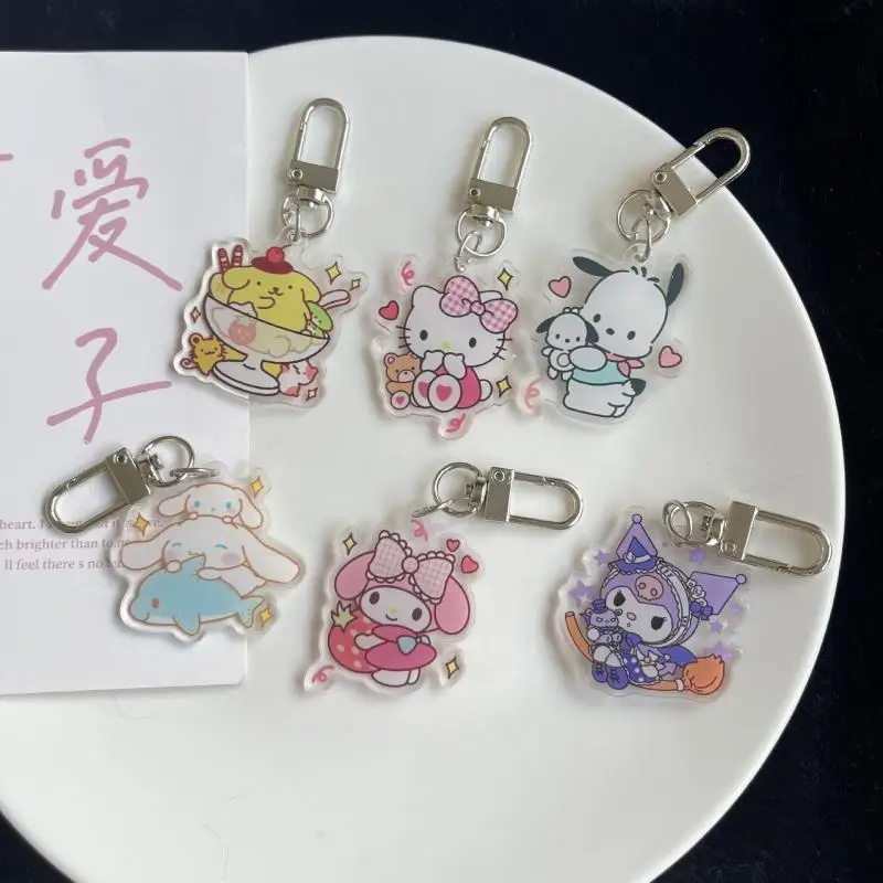 

Kawaii Keychain Sanrio Hello Kitty Anime Cute Cinnamoroll Kuromi My Melody Girly Heart Cartoon Bag Pendant Toy for Girls