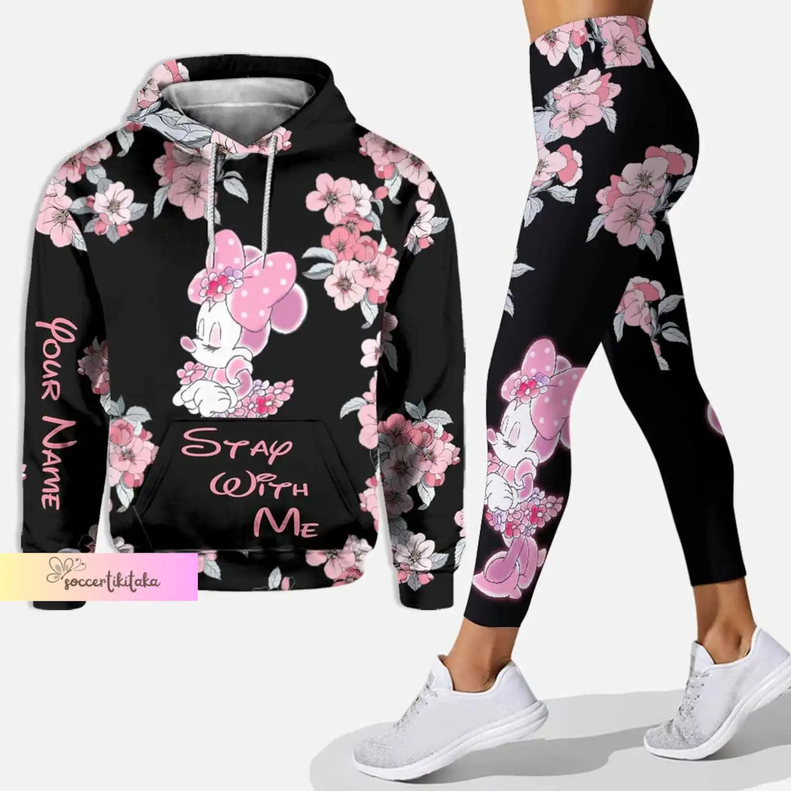 CustomizeName Minnie Hoodie Women's Set Yoga Pants Sweatpants Womens Disney Leggings Fashion Tracksuit