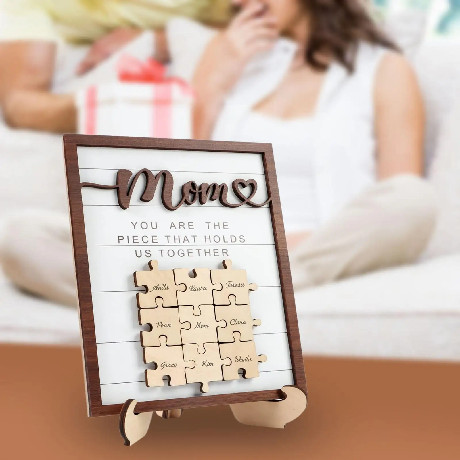 

Family Tree Wood Decor Wooden Sign Figurine Decorative Wooden Family Tree Frame for Desktop Bedroom Living Room Table Decor