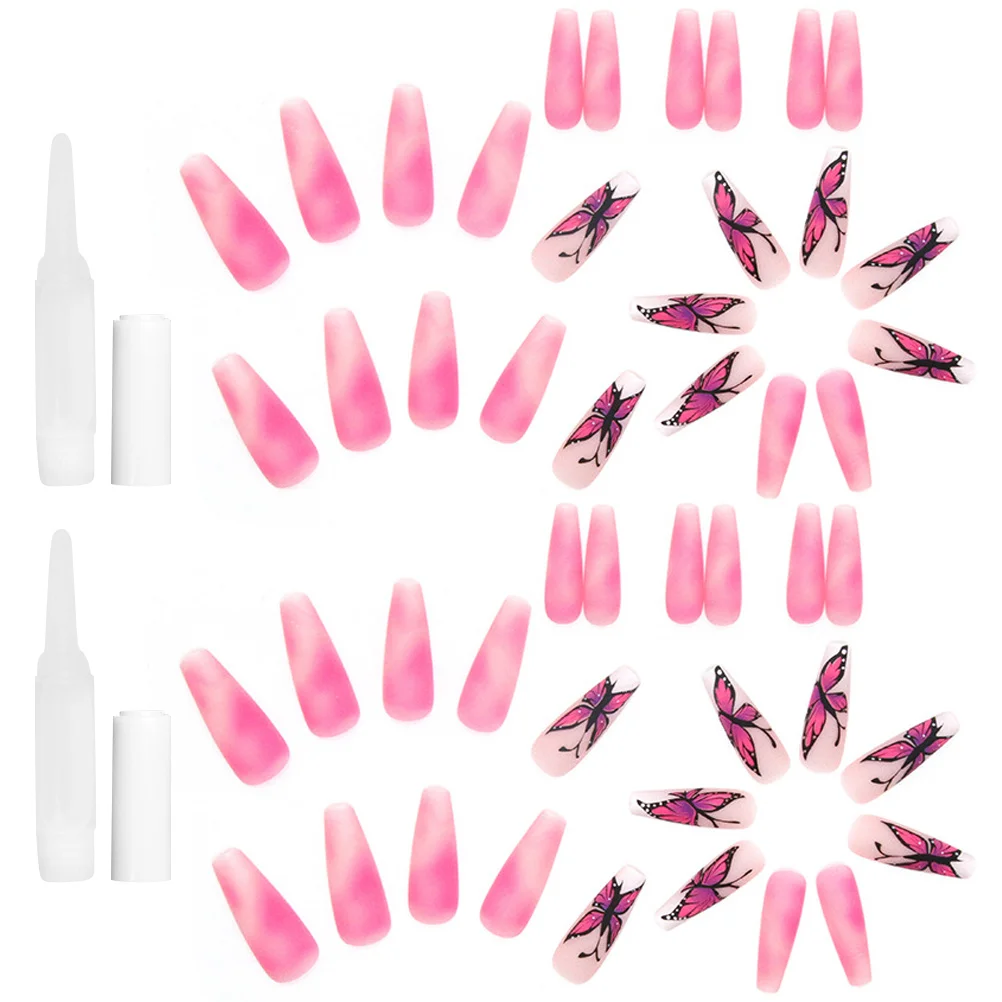 

48pcs Delicate Decorative Party Beautiful False Nail Fingernails Glue On Nails DIY False Nails
