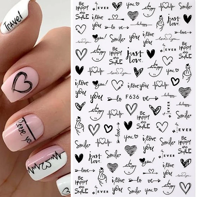 1PCS 3D Laser Heart Letter Nail Sticker Nail Art Decoration Flower Star Nail Accessories Decal Stickers Nail Supplies Nail Parts 6