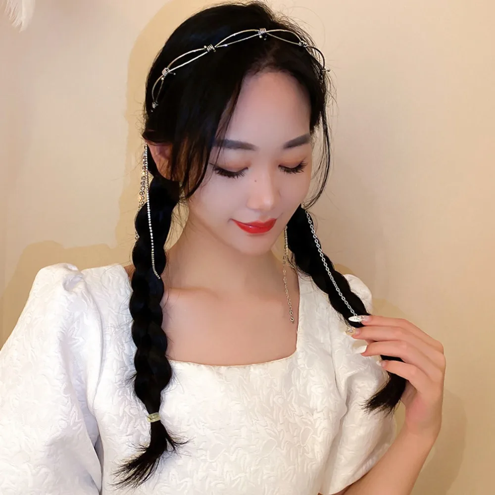 

Women HairBand Shiny Rhinestone Bejewelled Headband Tassel Pendant Hair Band Luxury Headband Hair Hoop