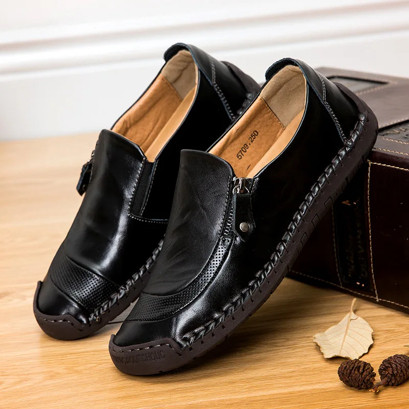 Men's Leather Shoes Nice Men's Breathable Petticoat Black Driving Shoes Casual Loafers Moccasin Shoes Luxury Brand Obuwie Meskie