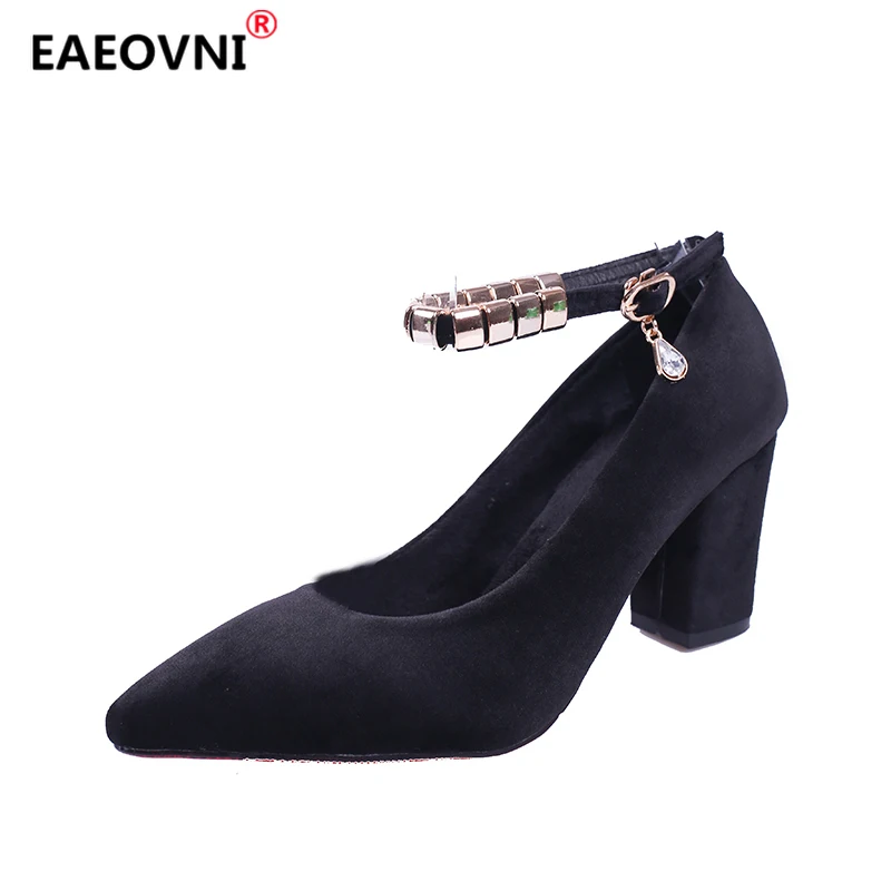 

Spring Women Shoes 7cm Red Bottom High Heels Fashion Pointed Toe Wedding Party Shoes Casual Thick Heel All-match Mom Shoes