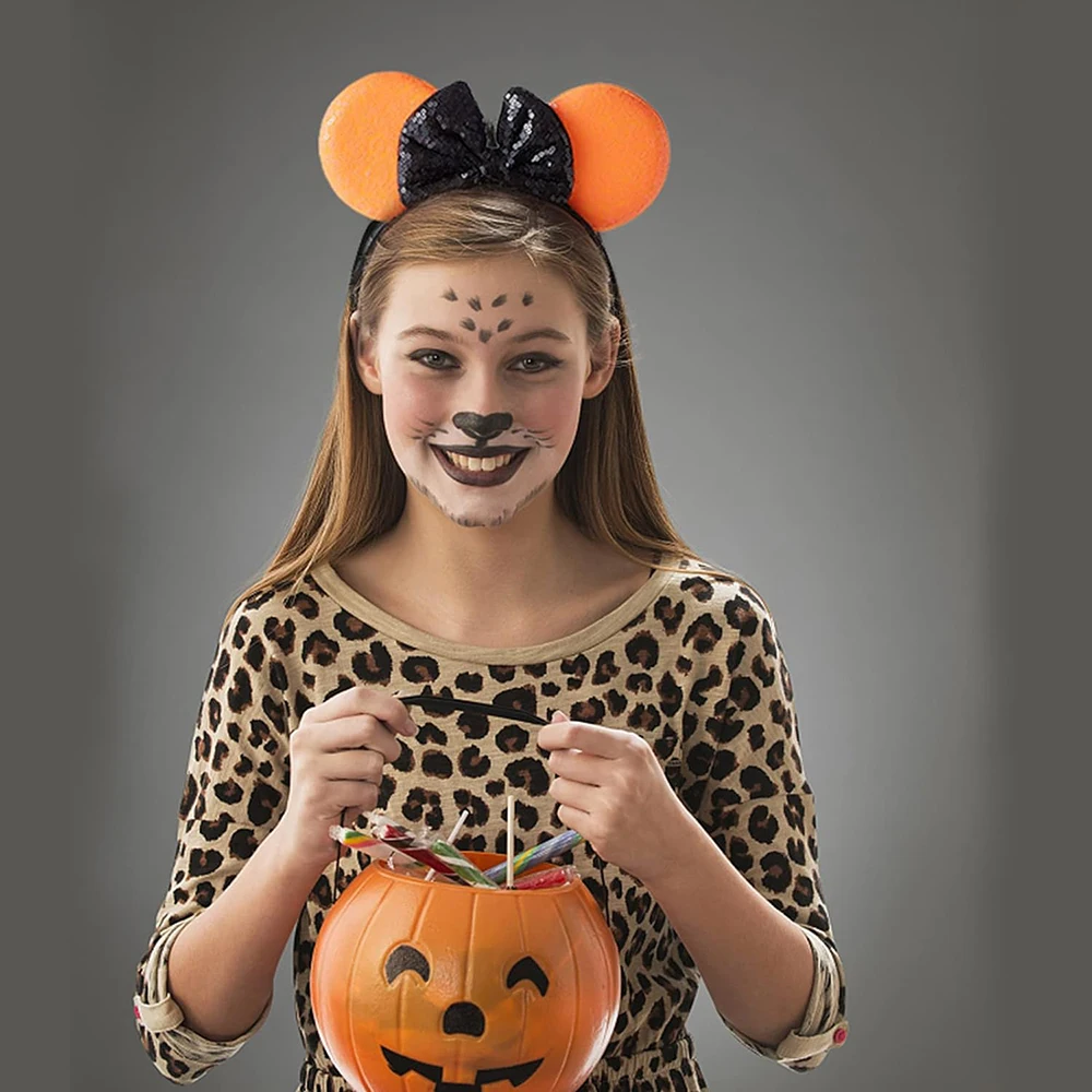 Оранжевая Черная головная повязка с ушками мыши для Хэллоуина