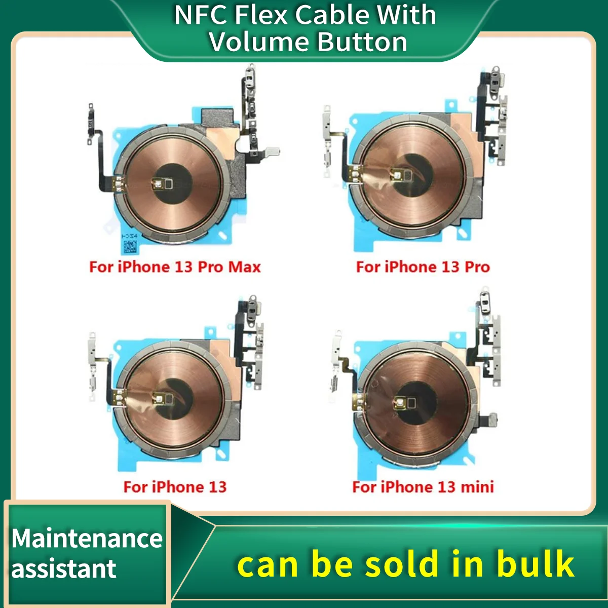 Wireless Charging Chip Parts Replacement Charger Panel Coil NFC Flex Cable With Volume Button For iPhone 13 mini Pro Max |