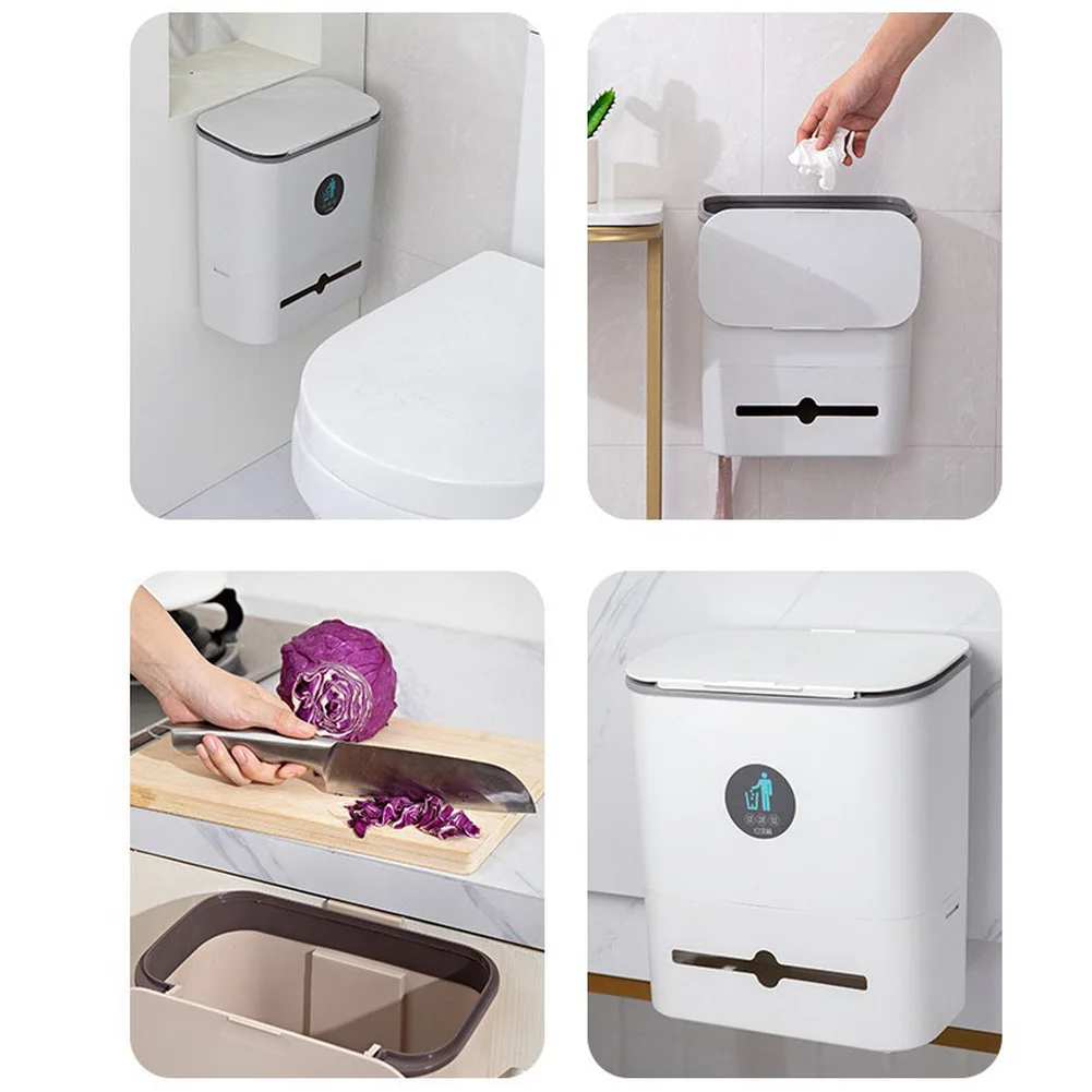 hanging trash can small kitchen garbage can waste bin with lid for kitchen cabinet door bedroom wall hanging bins free global shipping
