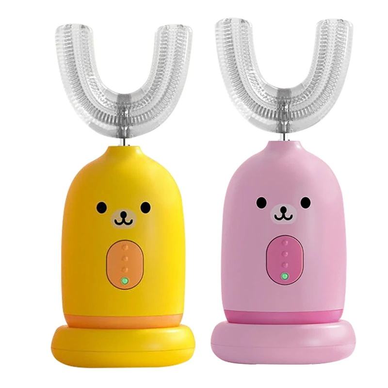 

New Children's 360 Degree Electric Toothbrush USB Rechargeable Waterproof U-Shaped Children's Silicone Toothbrush