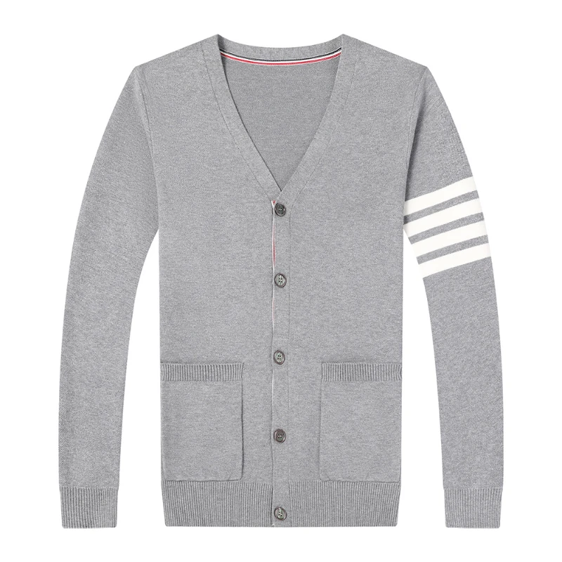 Sweatshirt Top New Autumn Winter Brand Fashion Knitted Men's Cardigan Sweater Black Korean Casual Coat Men's Clothing 2023