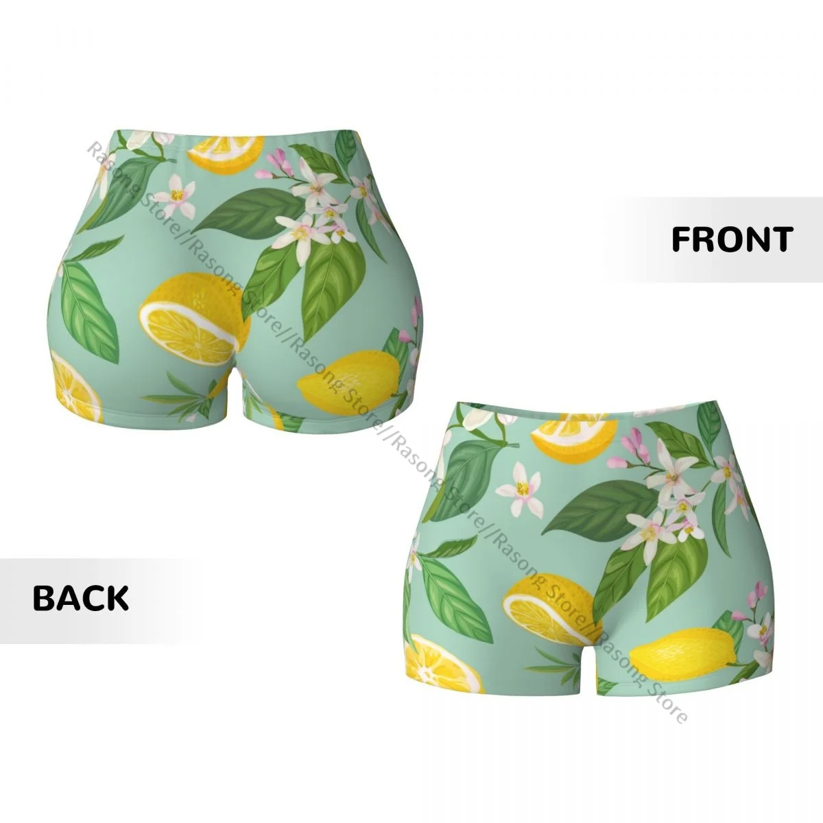 Женские шорты для йоги с растениями фруктами лимоном цветами тренировок