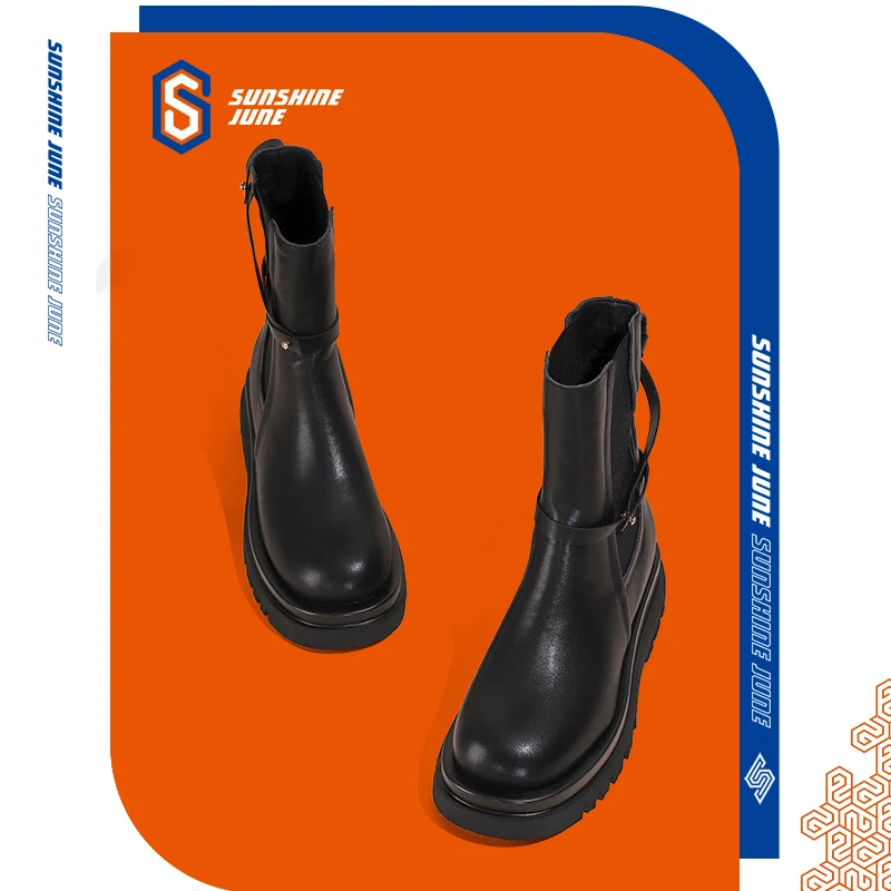 Women 2021 chelsea ins boot autumn/winter Martin boots thigh high leatherboots round toe boots shoes woman cute high-top shoes