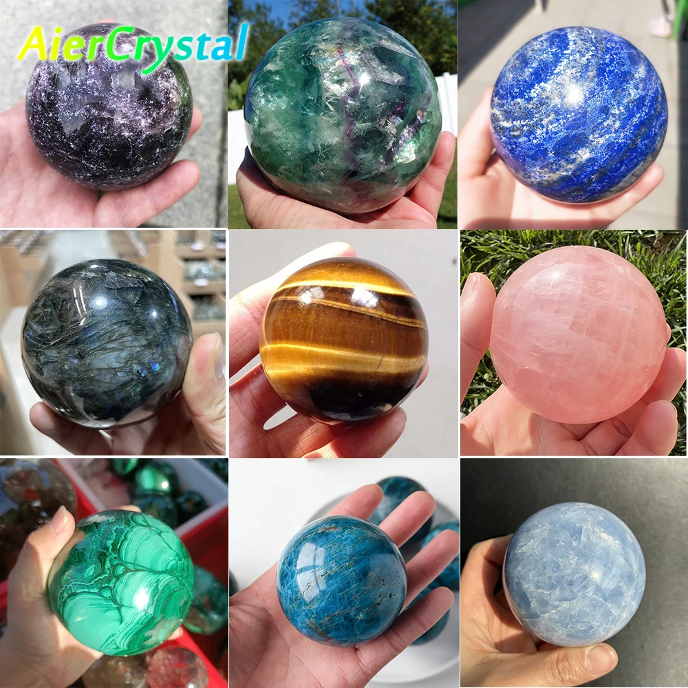 Natural Products Moonstone Crystal  Rose Quartz Ball Polished Reiki Therapy Room Decorated Fluorite Ball Lapis Lazuli Souvenir