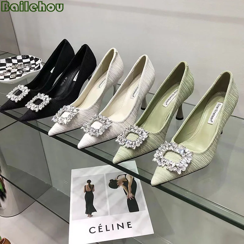 

Босоножки женские на высоком каблуке, сандалии с острым носком, без застежки, туфли-лодочки, модная летняя обувь, 2022