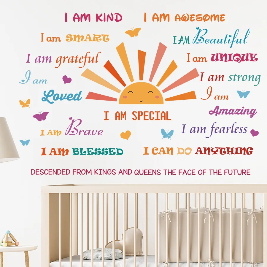 Красочные вдохновляющие наклейки на стену с цитатой богемный солнечный узор