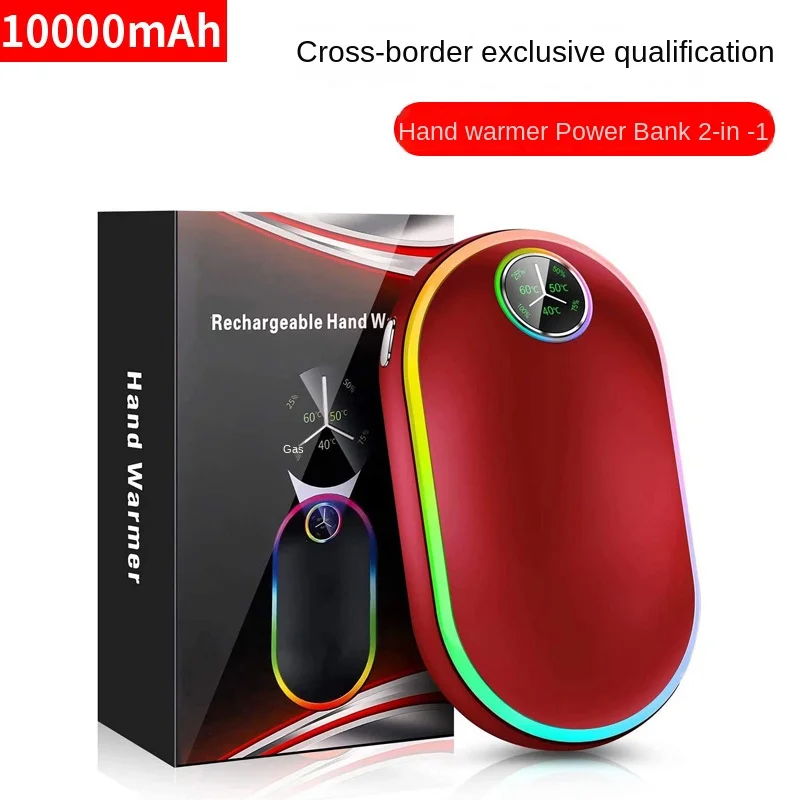 

10000Mah Hand Warmer USB Power Bank Portable Electric Pocket Hand Warmer Digital Display Flashlight Christma Gift