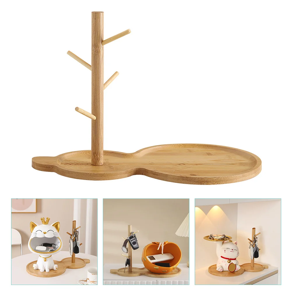 

Storage Rack Bedside Table Organizer Jewelry Display Stand Holder Bamboo Key Bowl
