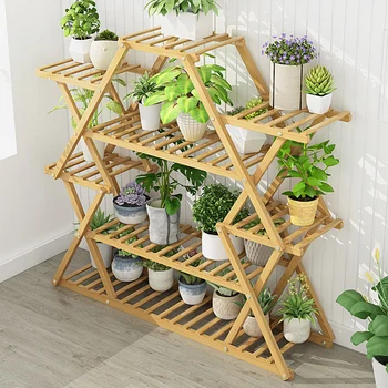 Indoor Solid Wood Flower Stand Multi-layer Floor-to-ceiling Storage Balcony Living Room Shoe Rack Plant Stand Flower Pot Shelf