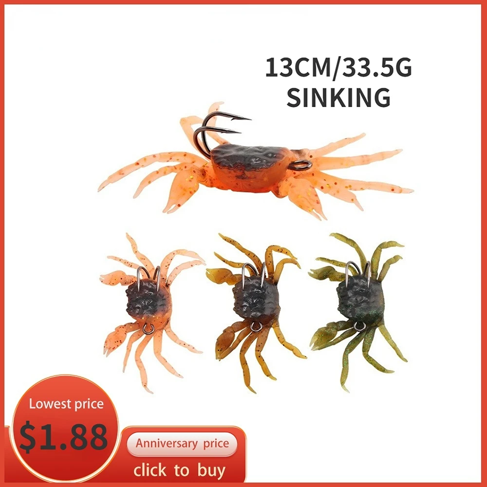 

WHYY Bait with Hook Artificial Bait 3D Simulation Crab Soft Bait Freshwater Saltwater Small Fish Trout Bass Fishing Accessories