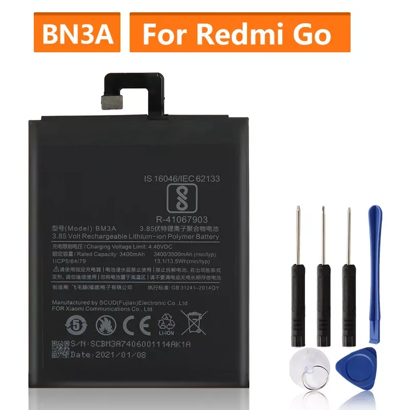 

NEW2023 Replacement Battery BN3A For Xiaomi Redmi Go Rechargeable Phone Battery 3000mAh