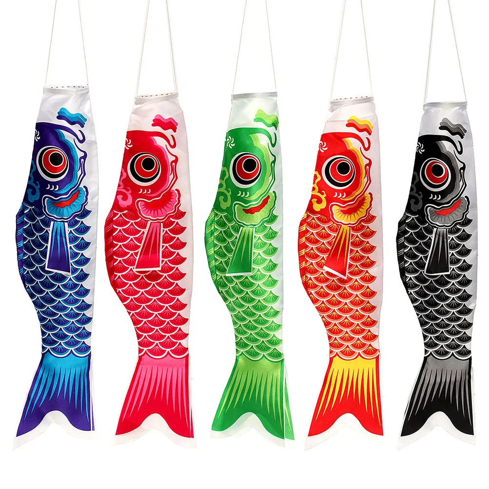 

5 PCS Japanese Carp Streamer Yard Hanging Decoration Windsock Summer Large Windsocks Outdoor Spinners