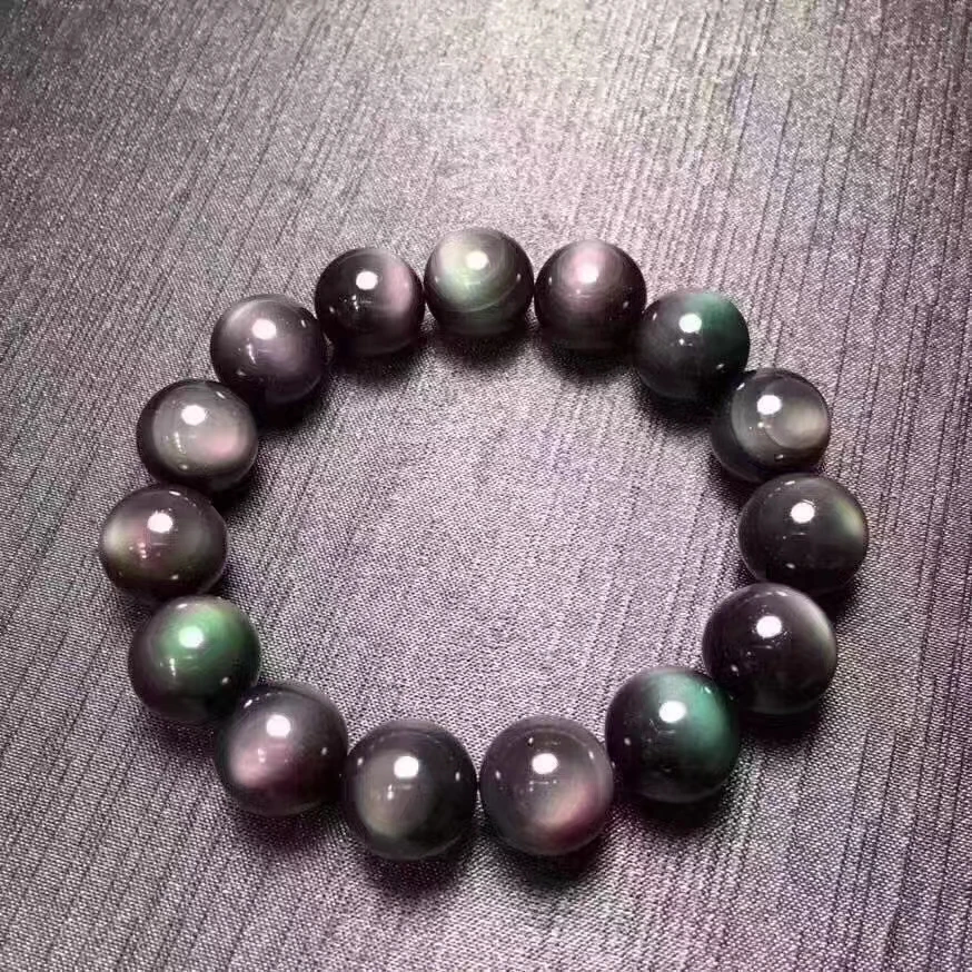 

Красочный браслет из обсидиана 6-18 мм из натурального камня, парные ювелирные изделия, Круглые бусины, растягивающиеся женские браслеты, при...