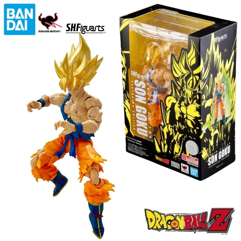 

14cm Bandai Originate Dragon Ball Goku S.h Figuarts Super Saiyan Frieza Action Figure Battle Damage Form Boxed Model Doll Gifts