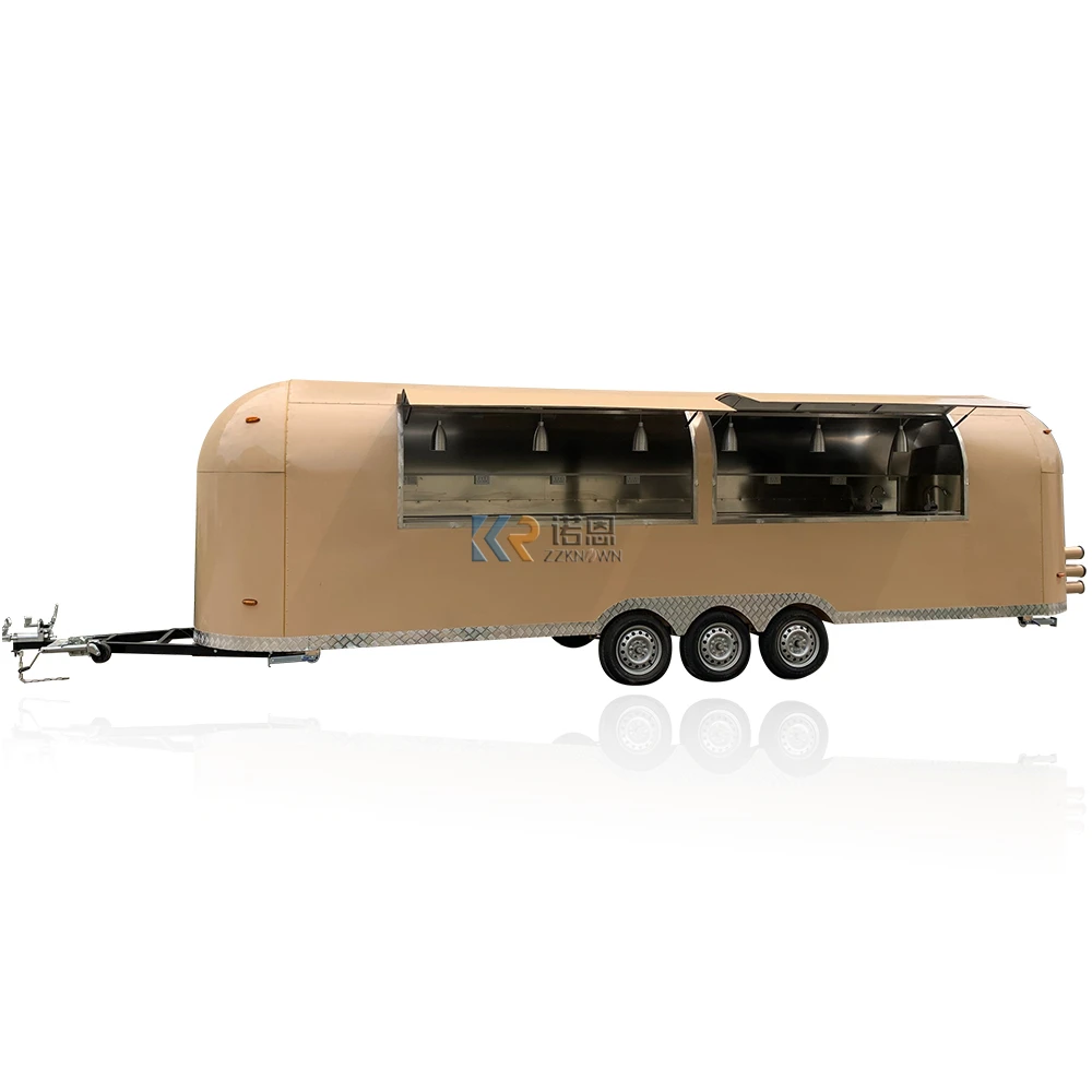 

8m Customized Airstream Food Trailer Luxury Mirror New Hot European Standard Food Vending Van Trailer