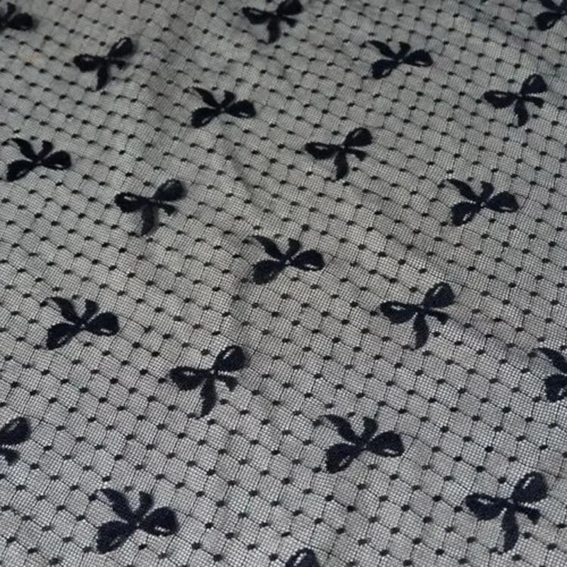 Банты из черного кружева и сетка в горошек двусторонняя тянущаяся жаккардовая