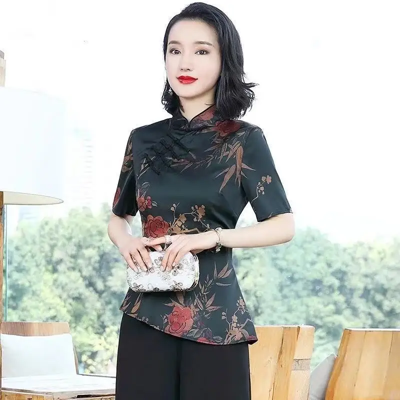 

Женский костюм в стиле Ципао, необычные женские топы с фотографиями, 2022, рубашки в китайском стиле Ципао с необычным принтом