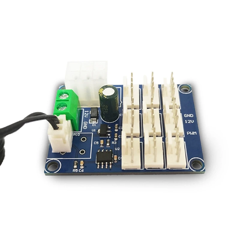 

Computer Case Fan Speed Controller 9 Way PWM Fan Control Board 12V Temperature Measurement Speed Controller
