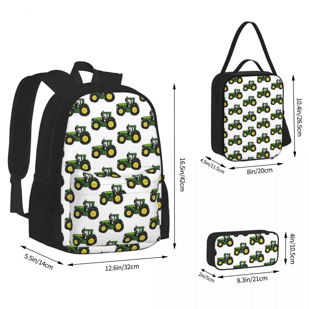 

Tractor Backpacks Boys Girls Bookbag Students School Bags Cartoon Kids Rucksack Lunch Bag Pen Bag Three-Piece Set