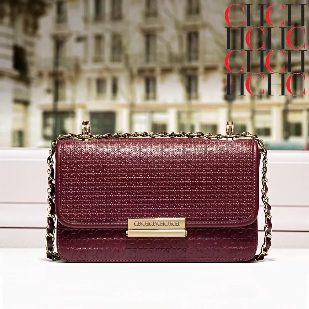 

Top Luxury Brand 100% Genuine Leather CHCH HCHC Letter Print Flip One Shoulder Metal Lock Chain Bag Ladies Fashion Wallet Speedy