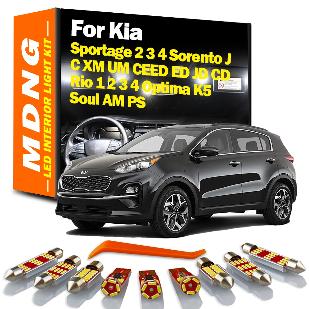 MDNG para Kia Sportage 2 3 4 Sorento JC XM UM CEED ED JD CD Rio 1 2 3 4 Optima K5 Soul AM PS Canbus, Kit de luz de mapa Interior LED
