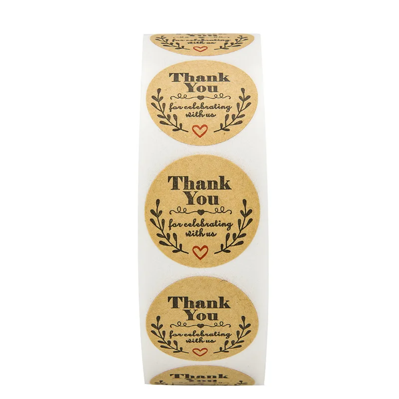 

50-500pcs 1 Inch Kraft Paper Thank You Sticker Roll Stickers Baking Gift Sealing Stickers Wedding Holiday Labels Stationery
